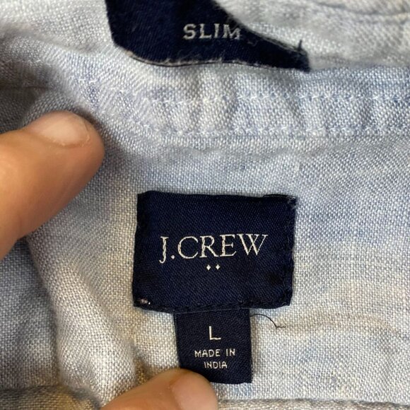 J.Crew Mens Shirt Large Slim Fit Long Sleeve Button Down Casual Lightweight Blue - Picture 3 of 8